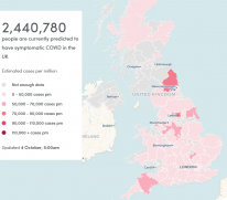 2,440,780 people are currently predicted to have symptomatic COVID in the UK 2,440,780 people are currently predicted to have symptomatic COVID in the UK